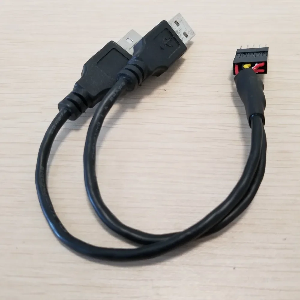 المزدوج USB ذكر إلى علبة الكمبيوتر ، 9Pin دوبونت موصل ، محول Y الخائن ، كابل 20 سنتيمتر ، 24AWG