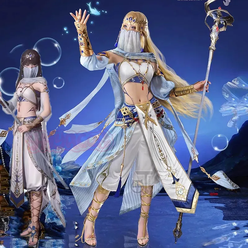 

Love And Deep Space God of The Tides Cosplay Costume Shoe Companion Outfit Dress Headscarf Tattoo Stickers Earrings Accessorie