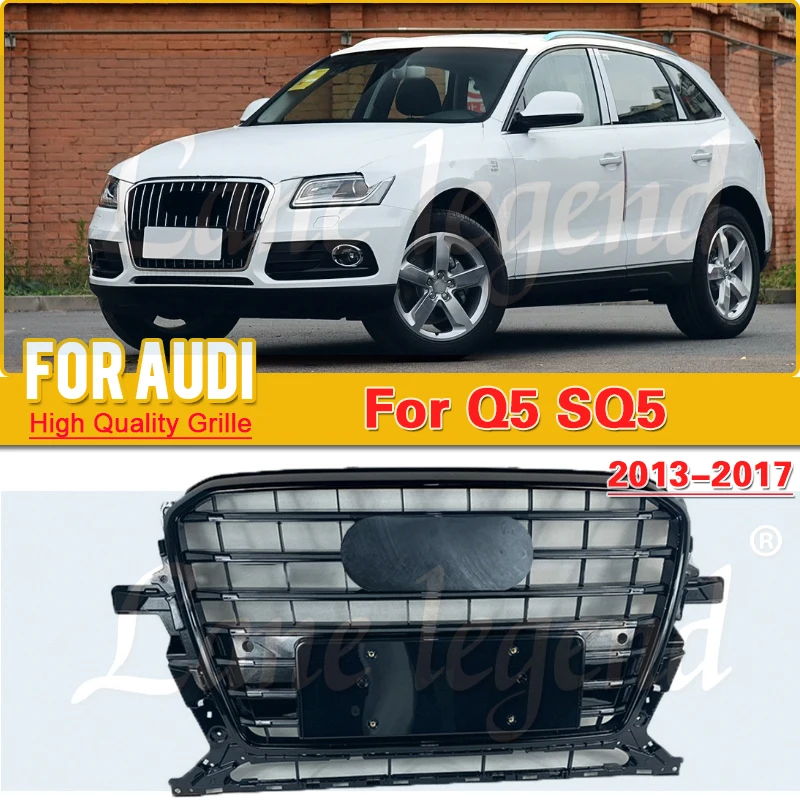 

For Audi Q5 2013 2014 2015 2016 2017 Grille Q5 Modification SQ5 Grille SQ5 Front Bumper Grille All Black Horizontal Bar