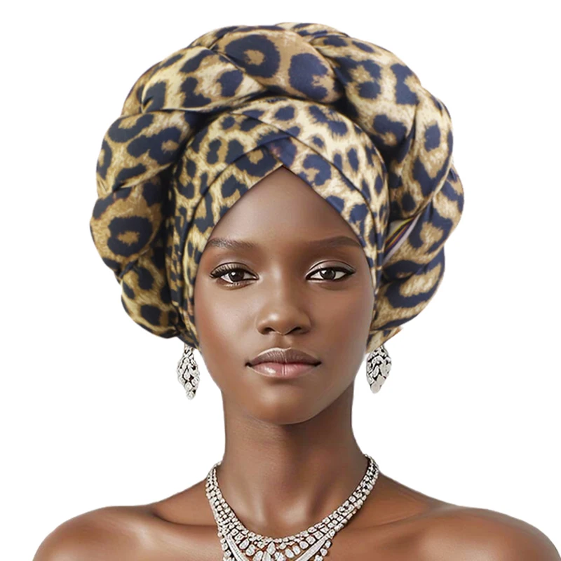 Women Elastic African Print Twisted Braid Turban Hat Lightweight Bonnet Unisex Hijab Head Scarf Chemo Hats Lady Party Headpiece