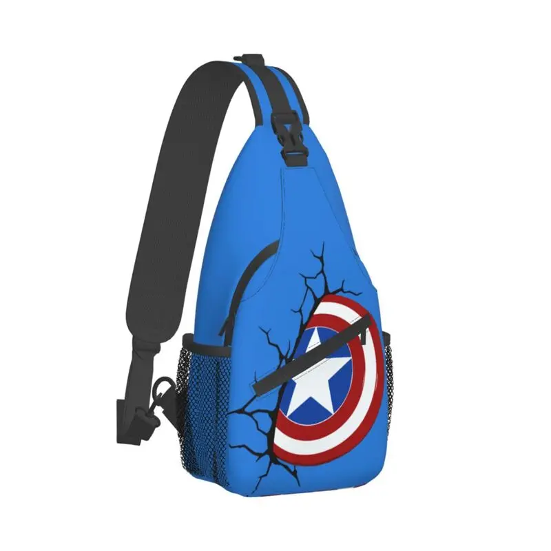 Bolso informal de Capitán América para ciclismo, mochila cruzada de pecho para hombre, mochila de hombro para acampar, mochila de día