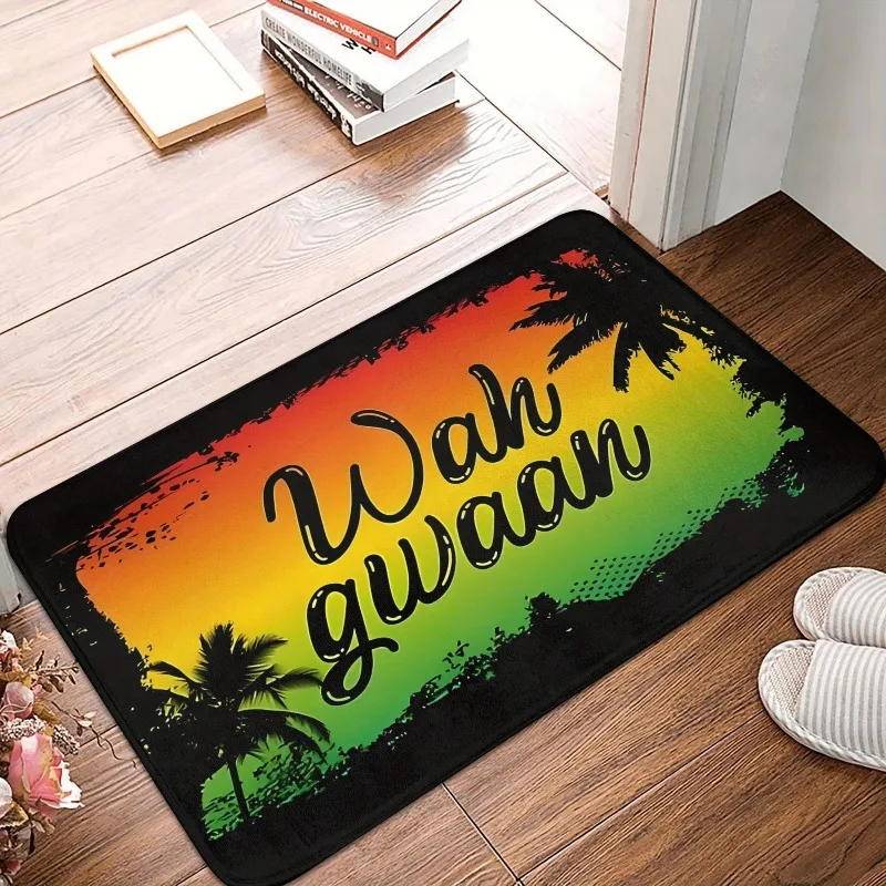 Vibrant Tropical Reggae Entryway Mat for Tropical Entryway Patio Entrance Vacation Foyer Dirt-Trapping NonSlip Durable