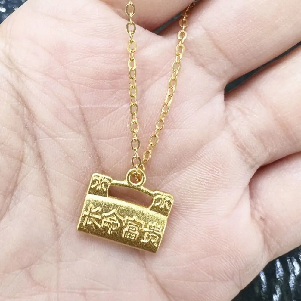 

1/6 Miniature Simulation Necklace Chinese Beauty Dress Up Mini Jade Buckle Necklace DIY Blessing Mini Jade Gourd Necklace