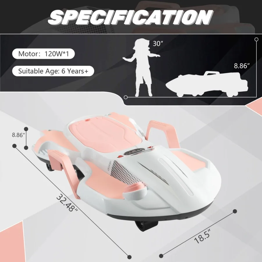 Carro de Corrida Elétrico com Música e Luzes Rosa