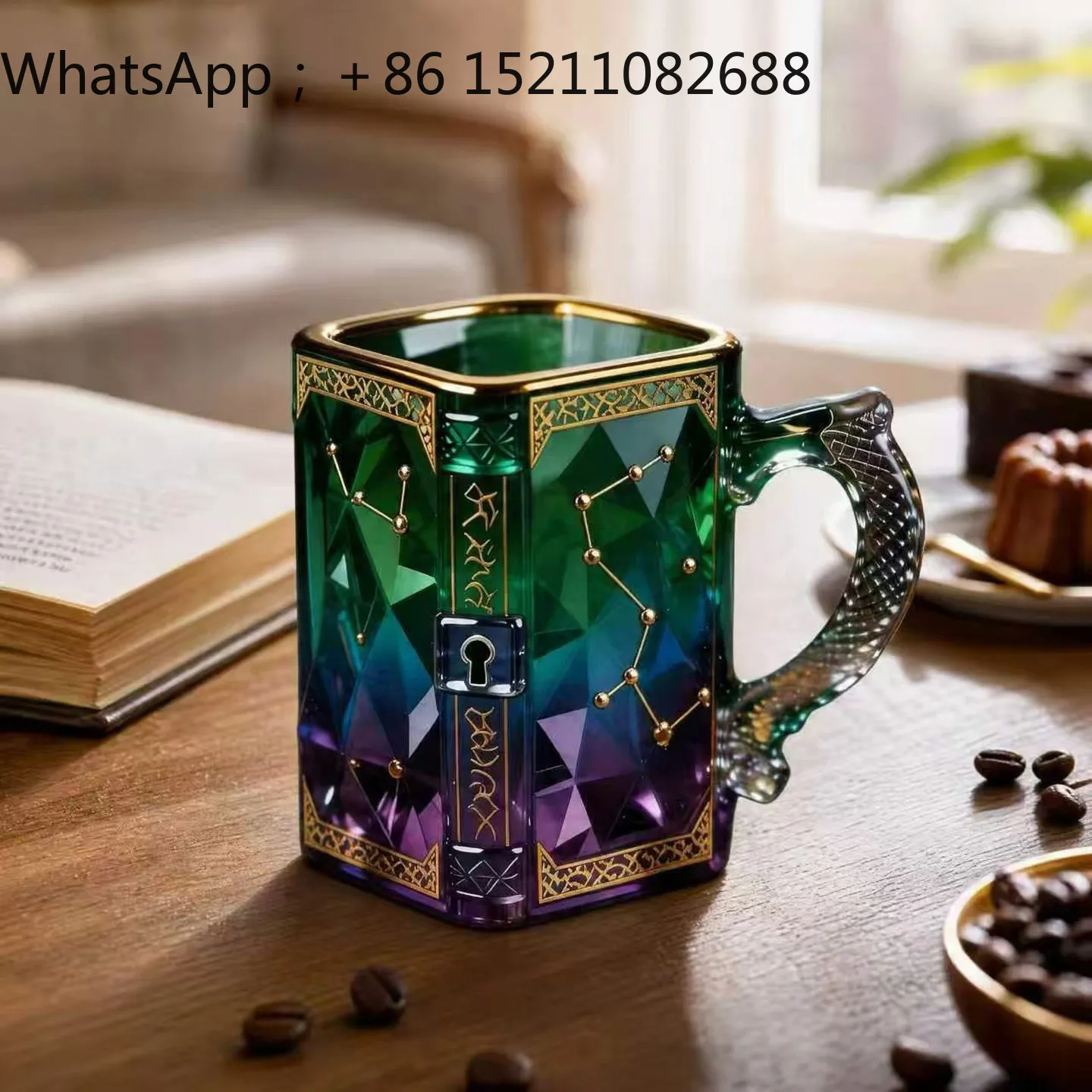 LLY Fantasy Constellation Mark Glass, Magic Theme Creative Coffee Teacup, Household Drinking Cup Gifts