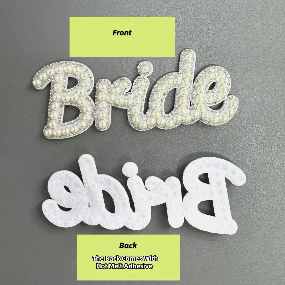 1 قطعة العروس السيدة رسالة اللؤلؤ مسار الحديد على التصحيح للملابس DIY بها بنفسك بقع المطرزة على الملابس الخياطة التصحيح منصهر زين