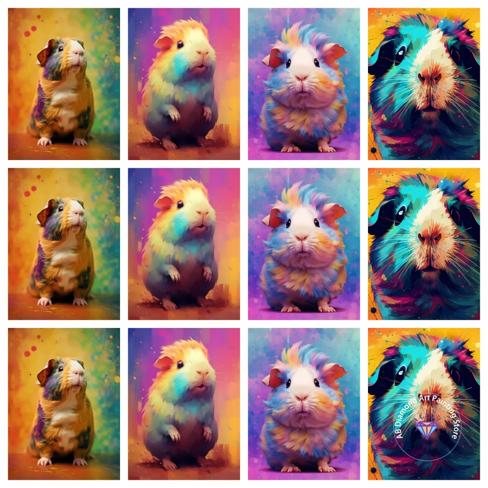 

Colorful Cute Animal Guinea Pig AB Diamond Painting Kit Square Round Diamond 5D DIY Mosaic Handmade Art Adult Gift Home Decor