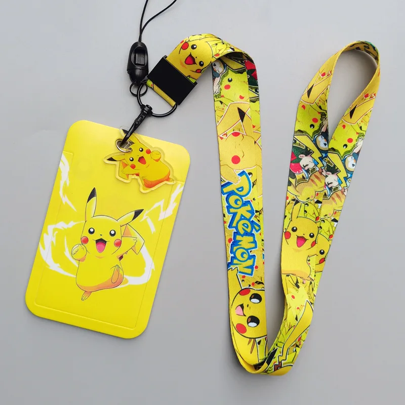 حامل بطاقة بيكاتشو الكرتون الحبل شارة بطاقة الهوية واقية موضة طالب مكافحة خسر غطاء البطاقة المفاتيح الملحقات