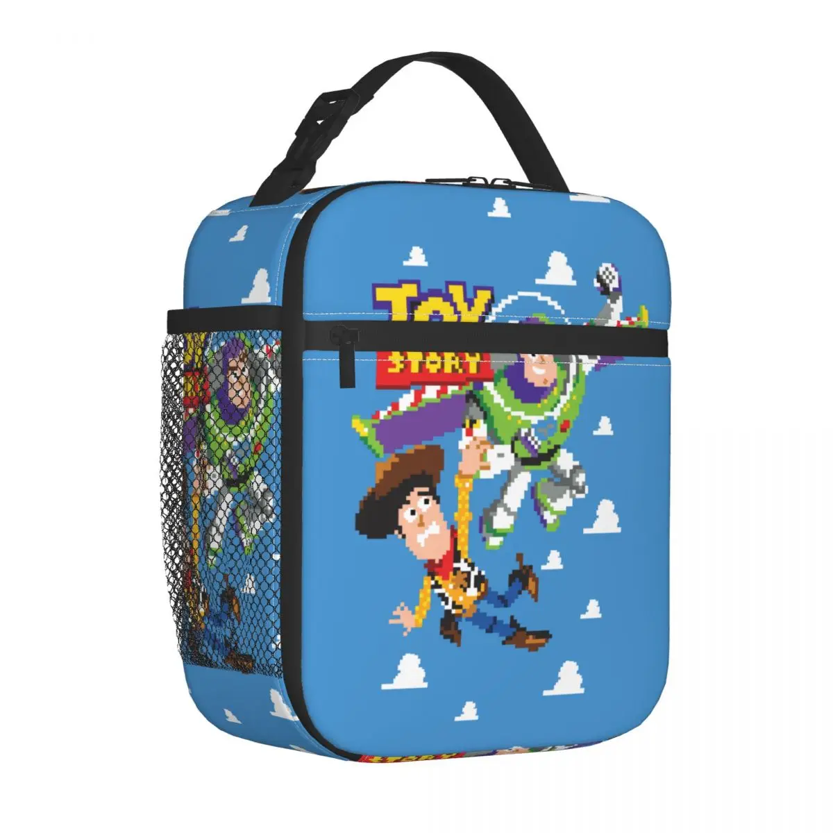 Toy Story 8Bit Woody And Buzz Insulated Lunch Bag Thermal Lunch Container Portable Tote Lunch Box for Men Women Office Travel