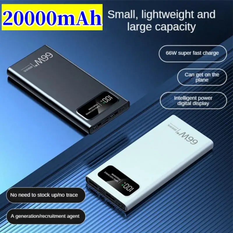 

66w120w Power Bank 20000 мАч 10000 мАч Сверхбыстрая зарядка Мобильная мощность Ультратонкая вспышка Зарядка мобильного питания