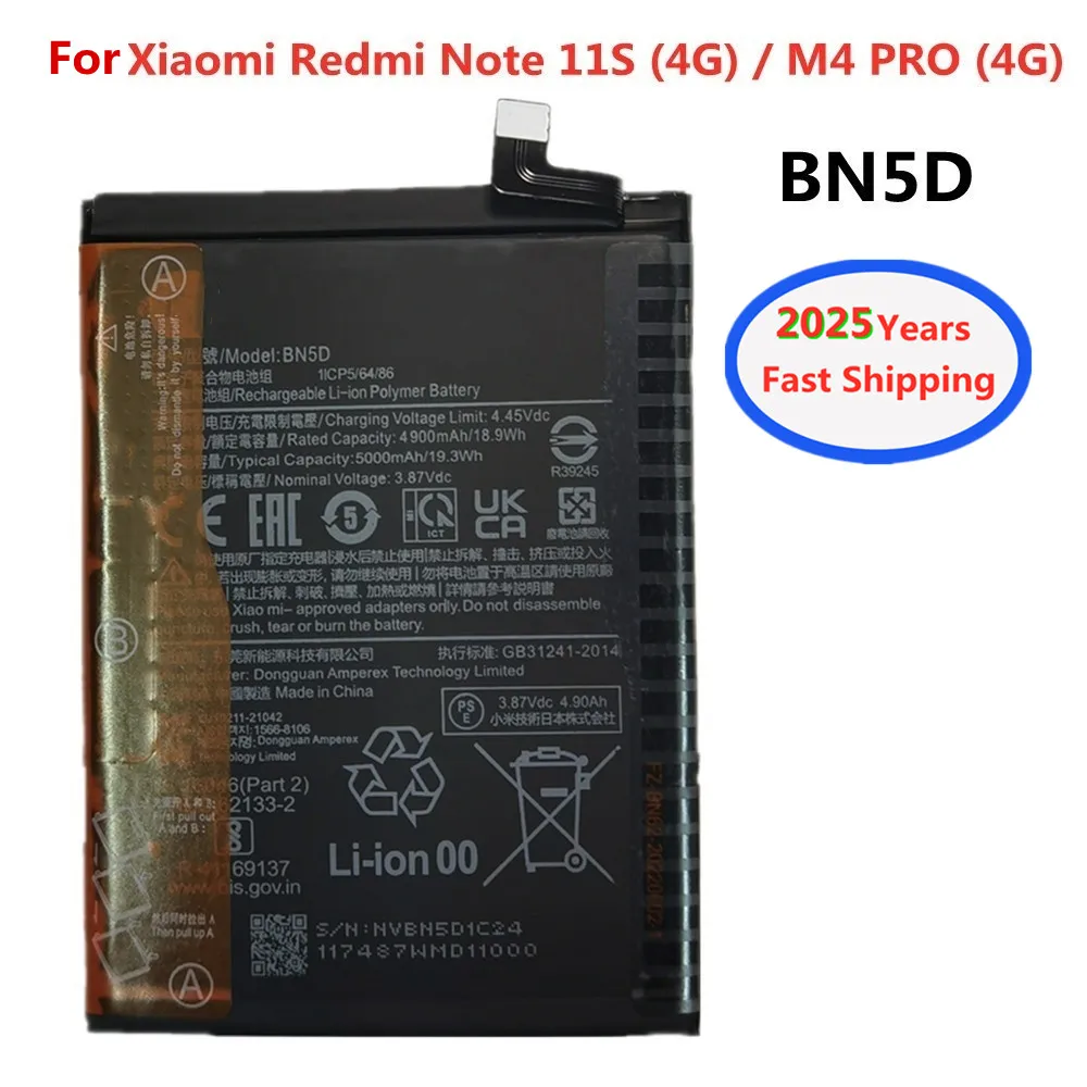 

2025 Years BN5D Battery For Xiaomi Redmi Note 11S 11 S Note11S 4G M4 Pro M4Pro 4G Mobile Phone Battery Bateria 5000mAh