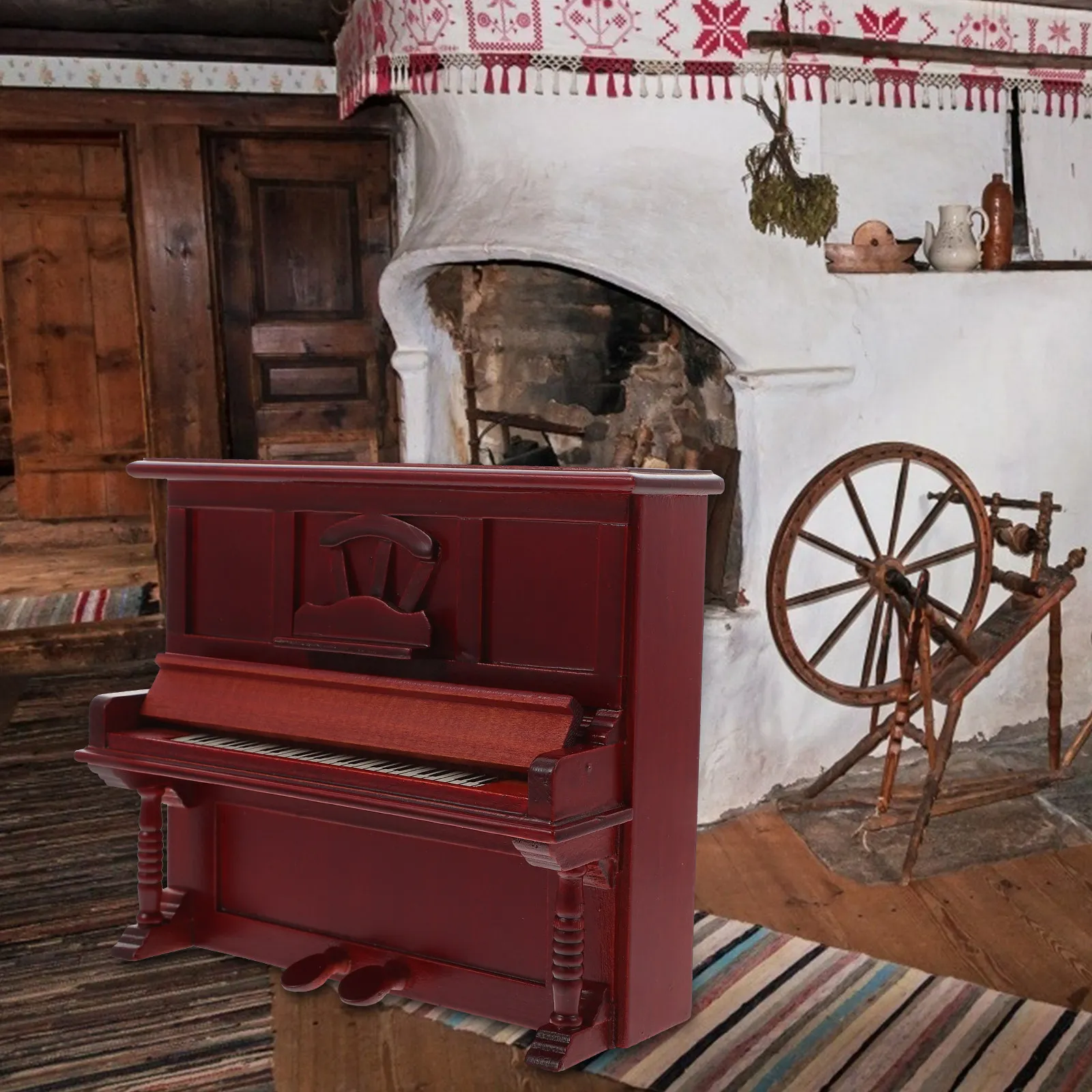 

Wooden House Ornament Mini Piano Decoration Ornaments Small Micro Landscape Models