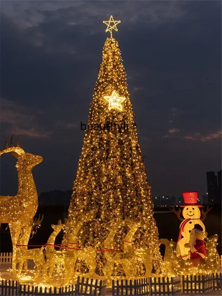 شجرة عيد الميلاد المتدفقة الكبيرة في الهواء الطلق 3 م 4-5-6 - 7-8-9 - 10 - 12 م زينة عيد الميلاد شجرة الصوف البيضاء #3