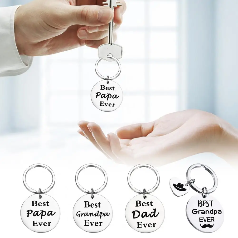 Stainless Steel Keychain Dad From Son Best Dad Ever Keychain Gift Double Sided Letter Print Keyring Valentine Day Gift 아빠 열쇠고리