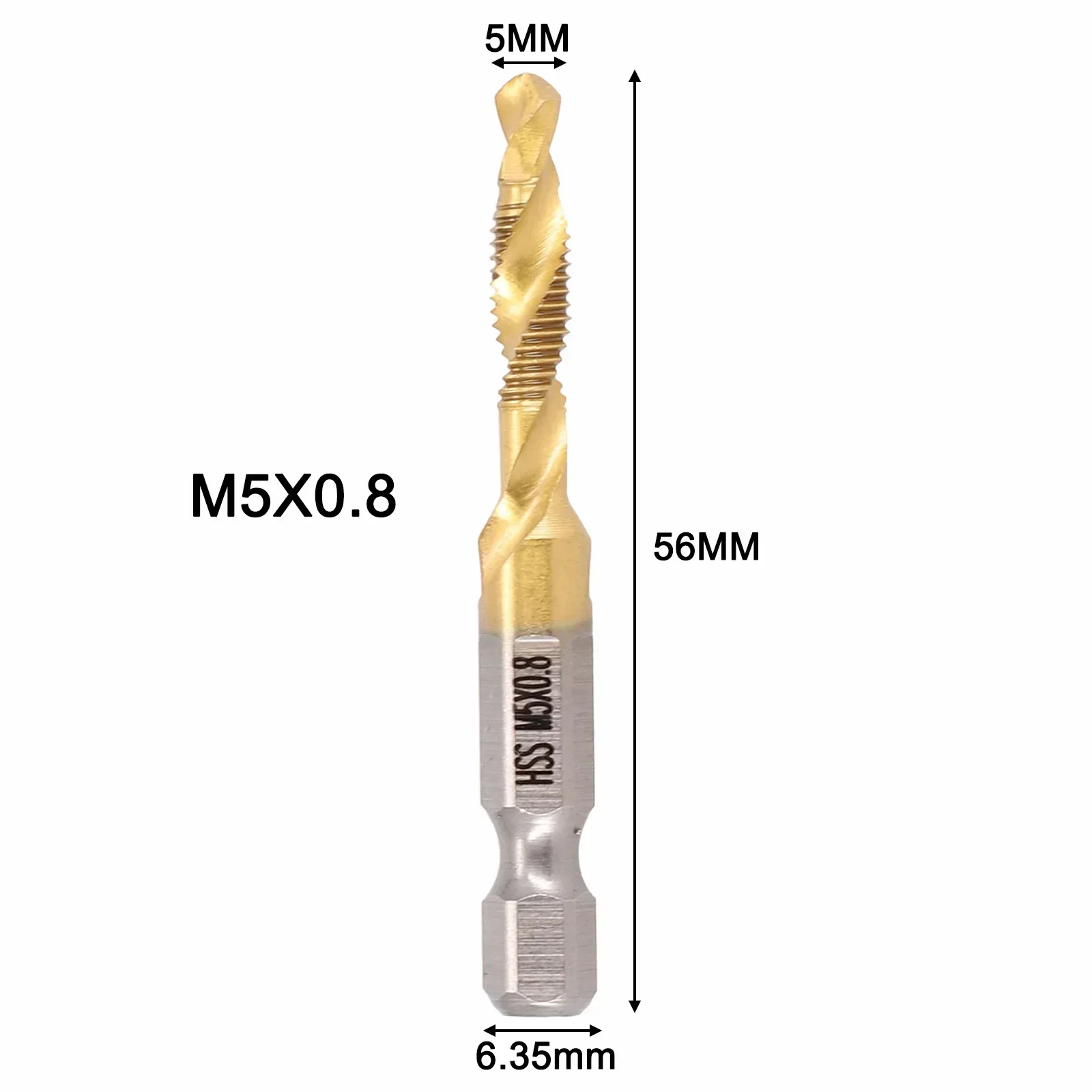 1pcs M3-M10 Tap Drill Compound Tap Bit Hex Shank Titanium Plated HSS Thread Metric Tap For Processing Wood Plastic Power Tools