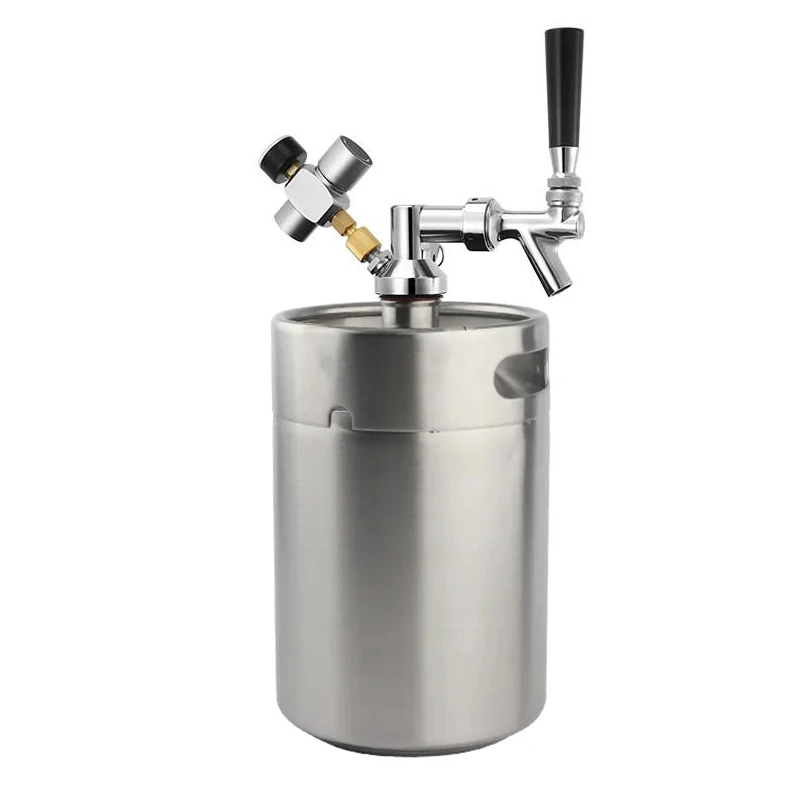 Pressurized Keg System 5L Mini Keg Growler & Beer Faucet & Co2 Regulator Portable Draft Beer Dispenser