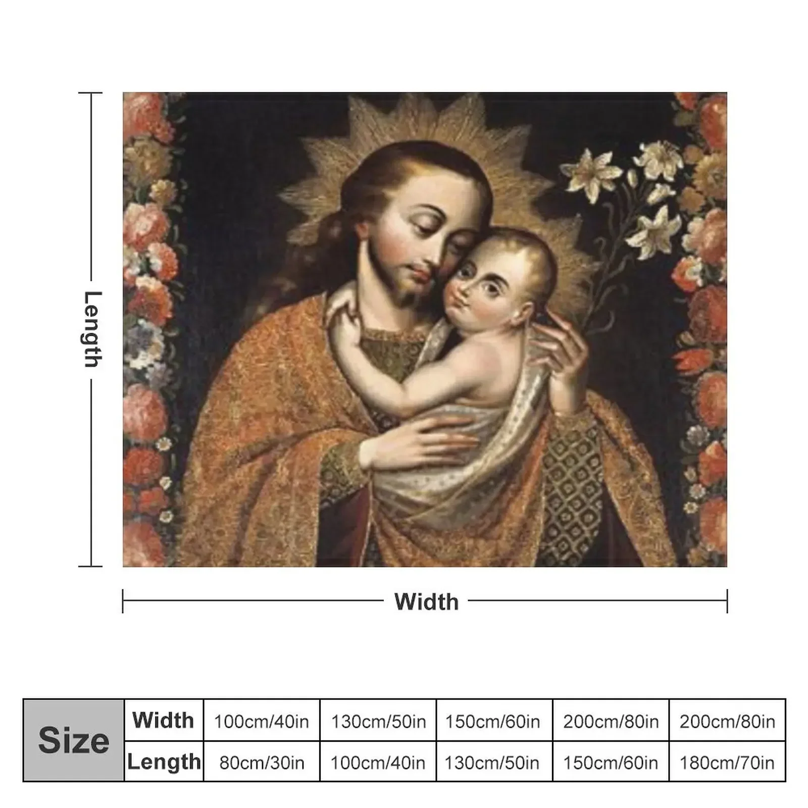 Year of St. Joseph: Saint Joseph and Jesus Throw Blanket Nap Bed Fashionable Blankets