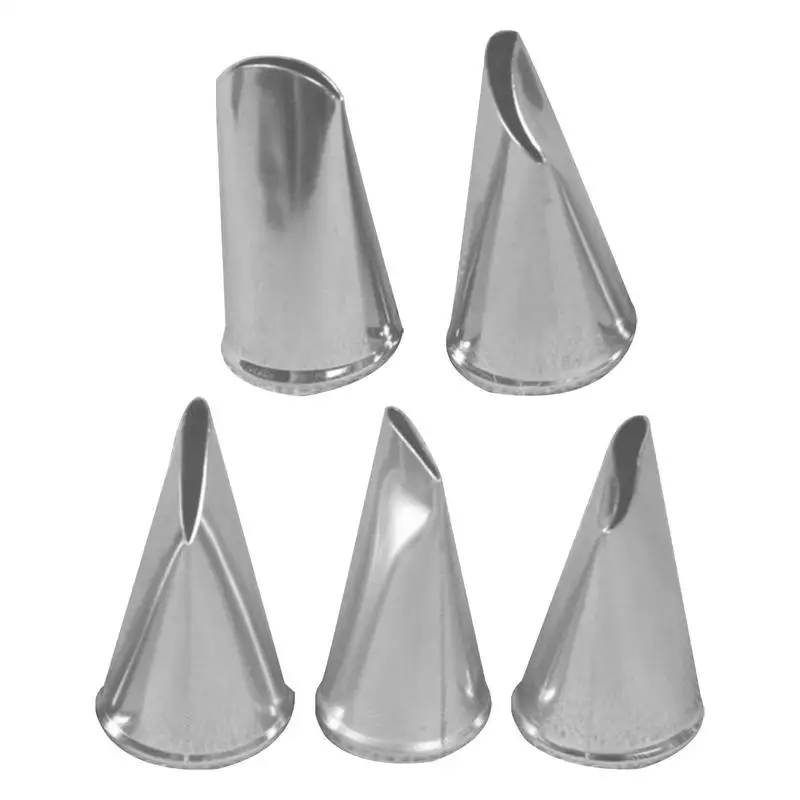 Metal Piping Tips 5pcs Piping Icing Nozzle Stainless Steel Cake Cream Decoration Tips Set for Cupcake Desserts Baking Tools