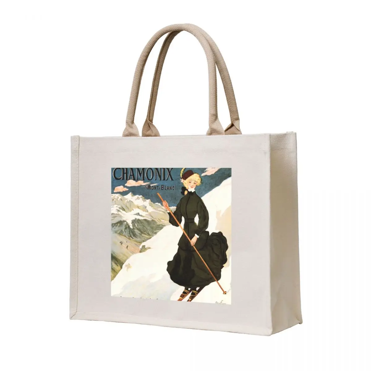

Sports D'Hiver CHAMONIX Mont Blanc Ski Resort Advert Poster 1905 by Abel Faivre Tote Bag Fabric bag handbag Gift bags