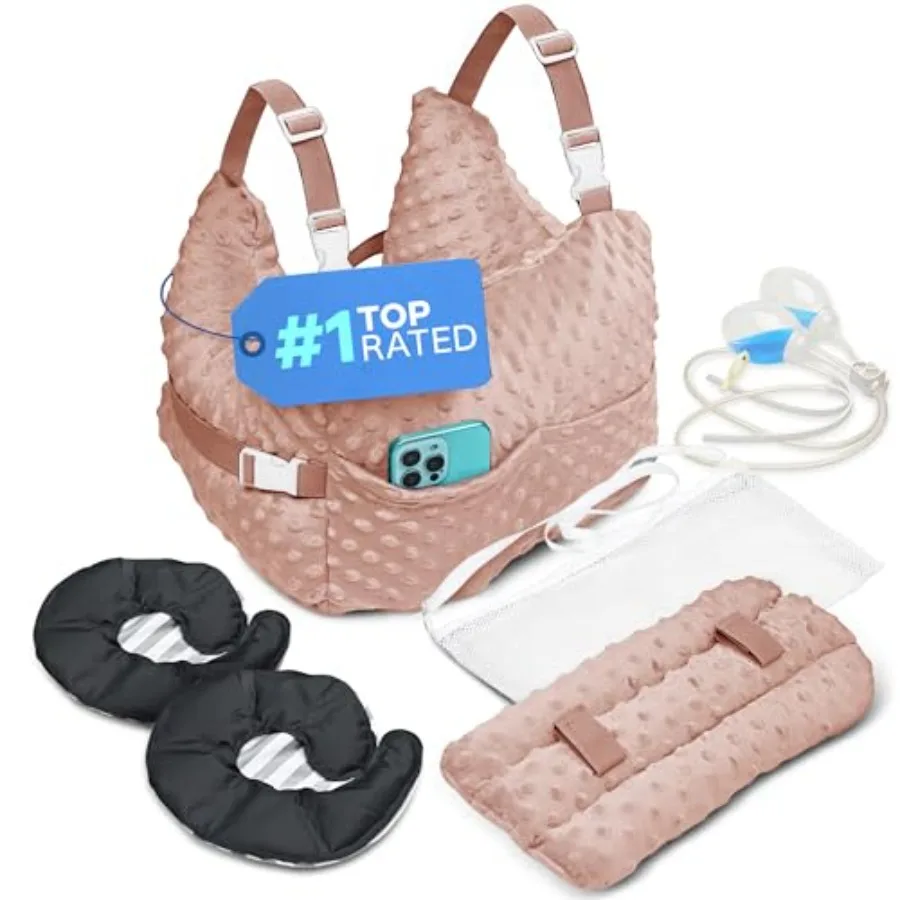 

Mastectomy Recovery Pillow with Strap Swirly Gel Pack Seat Belt Cover and Shower Lan Post Mastectomy Must Haves Breast Augmenta