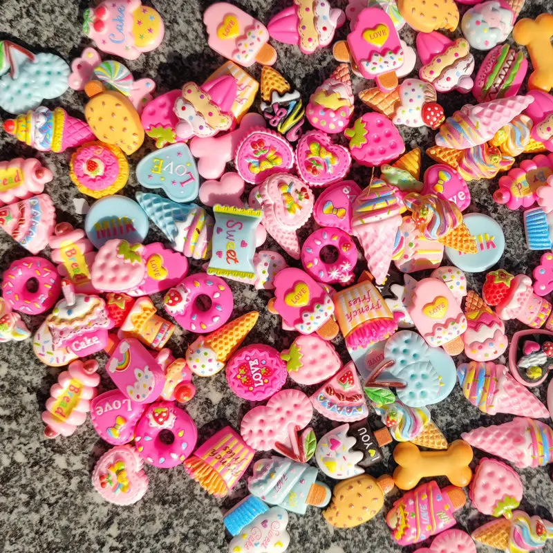 20pcs Cartoon Cake Resin Fruit Charms Flatback Cute Set for DIY Crafts Making Jewelry Nail Kawaii Series Accessories Decorations