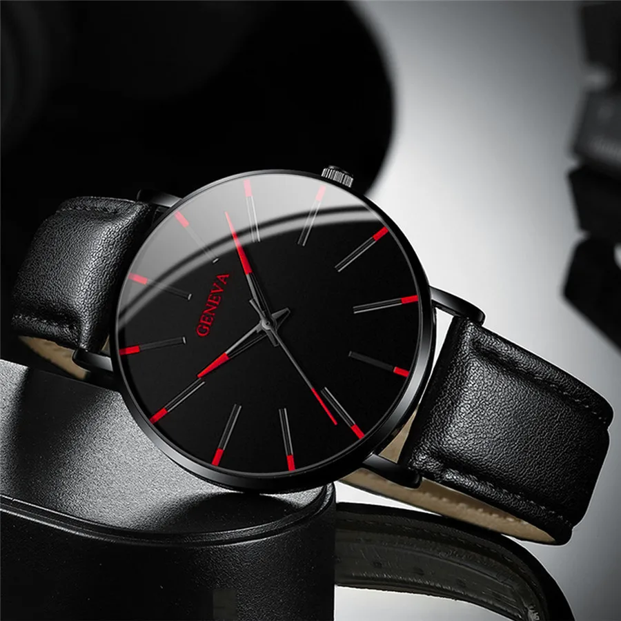 3PCS/Set Fashion Men's Watch Casual Leather Band Quartz Wristwatch Men Business Watches Bracelet Necklace Set