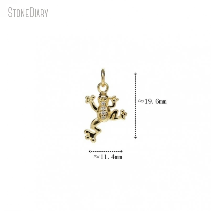 5Pcs Wholesale  Frog Jewelry Gold Color Copper Invisible Setting Cubic Zirconia Pendant PM50362