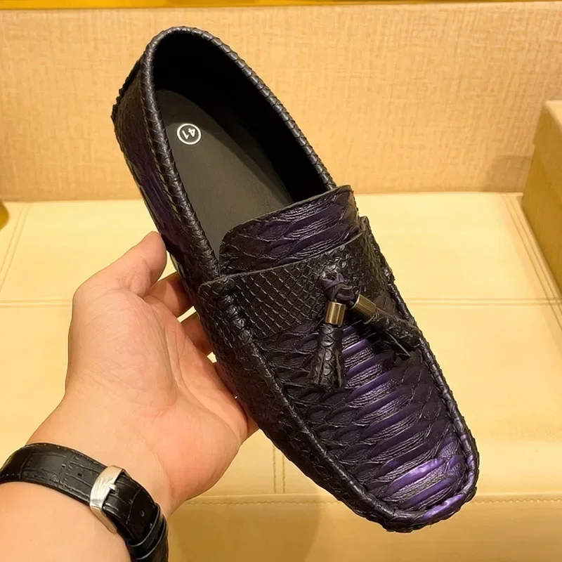 Fashionable Tassels Men Casual Moccasin Loafers Purple Male Luxury Style Gentleman Leisure Dress Loafer Big Size 38-48 Shoes image 3