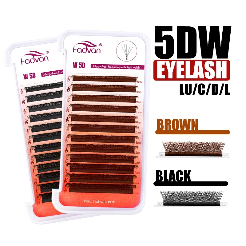 

Fadvan 5DW Eyelash Extension C/D/LU/L Curl Black False Eyelashes Makeup Brown Autoflowering Lashes For Self-Grafting Salon