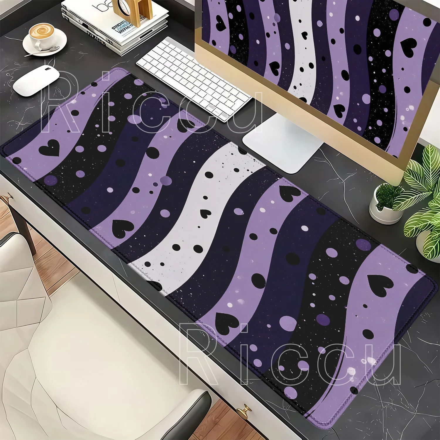 Stripes Love Cartoon Mouse Pad Office Accessories Gaming Carpet HD Printing Anime Cute Mousepad Keyboard Non-slip Base Desk Mat