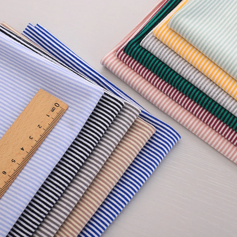 

50x170cm Striped Cotton Knitted Elastic Fabric For Sewing T-shirts Dresses Children's Clothing Handmade DIY Fabrics Stripe Cloth