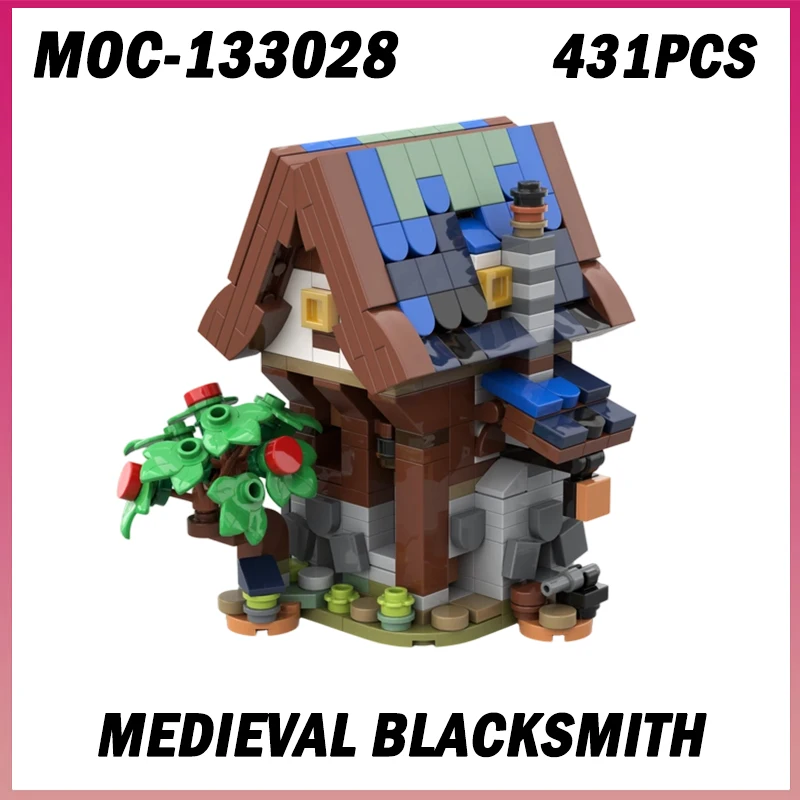 

431PCS MOC-133028 Medieval Blacksmith Retro House Architecture Street View Series Model Building Blocks Bricks Toy Kids Gift