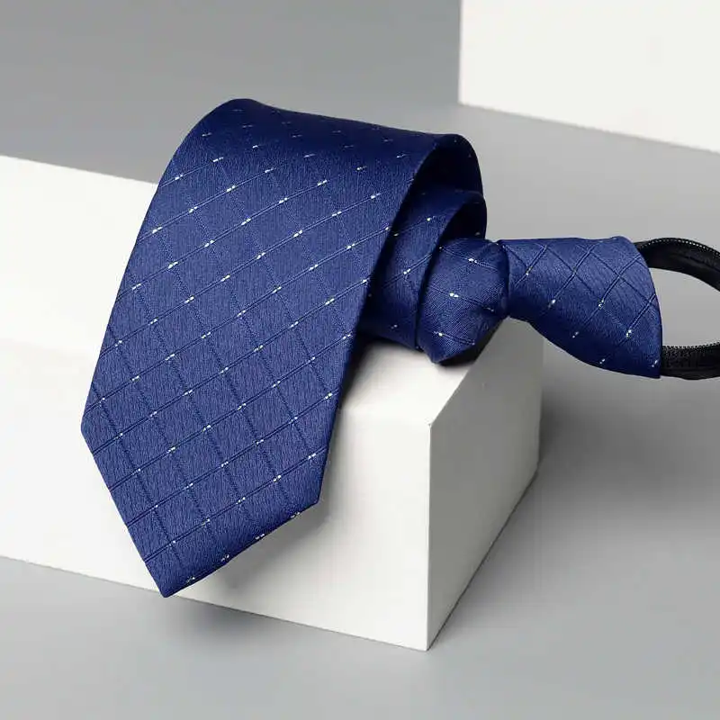 Corbata con cremallera de punto blanco rojo vino de alta calidad para hombres, versión estrecha de moda, corbata conveniente para Banquete de negocios, 7cm