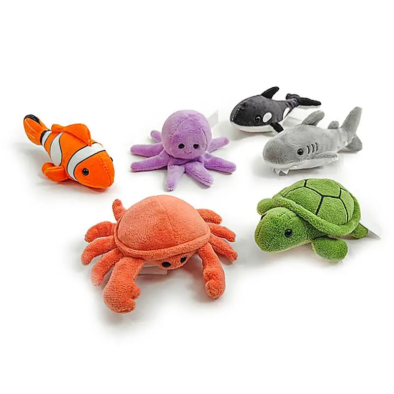 Finger Puppets For Toddler Kids Plush Cartoon Marine Animals Finger Puppets Educational Story Telling Learning Aid Soft Dolls