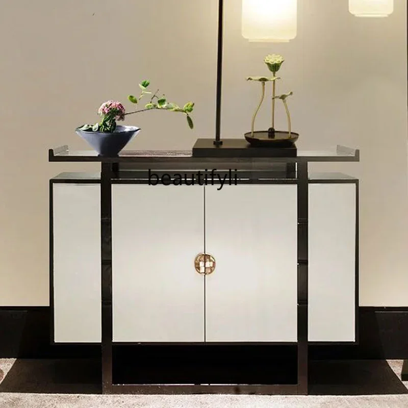 New Chinese Zen Entrance Cabinet Light Luxury Solid Wood Decorative Cabinet Partition Cabinet Entrance Table