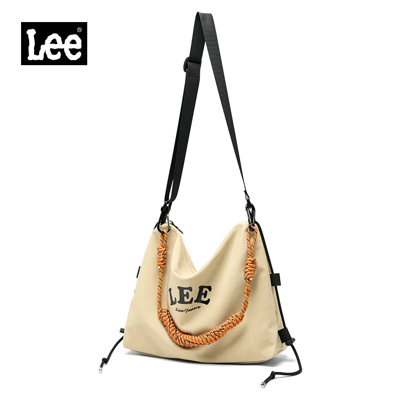 

LEE 2025 Korean Style Large Size Crossbody Bag Khaki Women Waterproof Nylon Single Shoulder Tote School Bag Satchel Bookbag