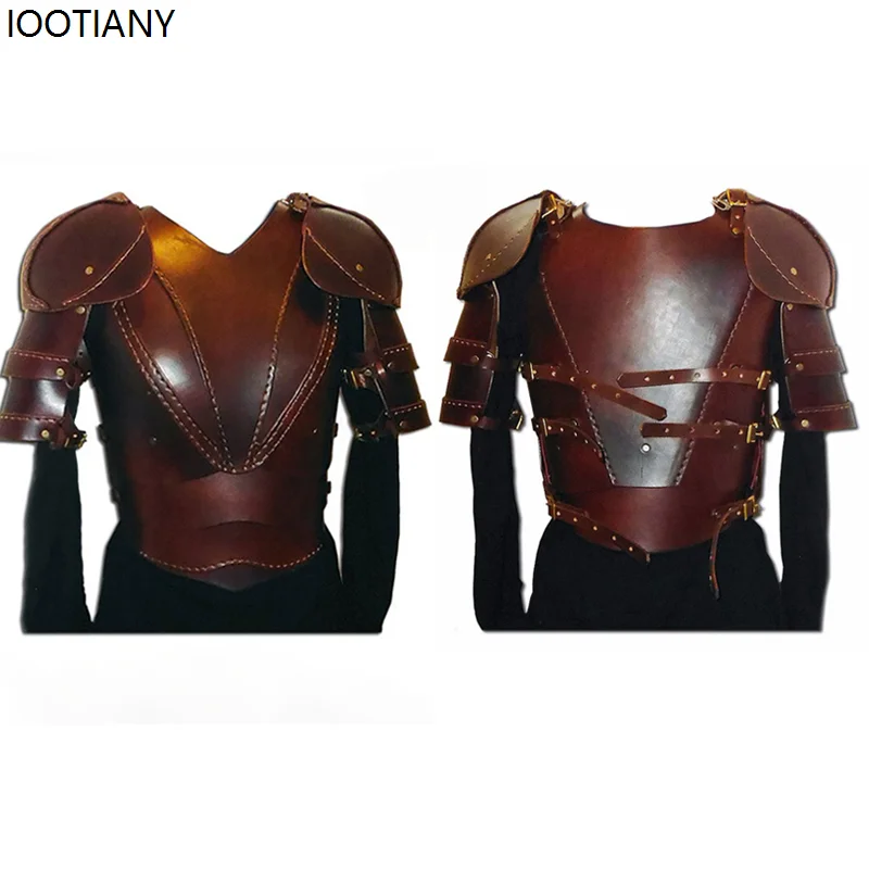 Unisex Medieval Retro Imitation Leather Armor Knight Cosplay Chest Shoulder Pu Vest Carnival Party Masquerade Stage Dress Up New