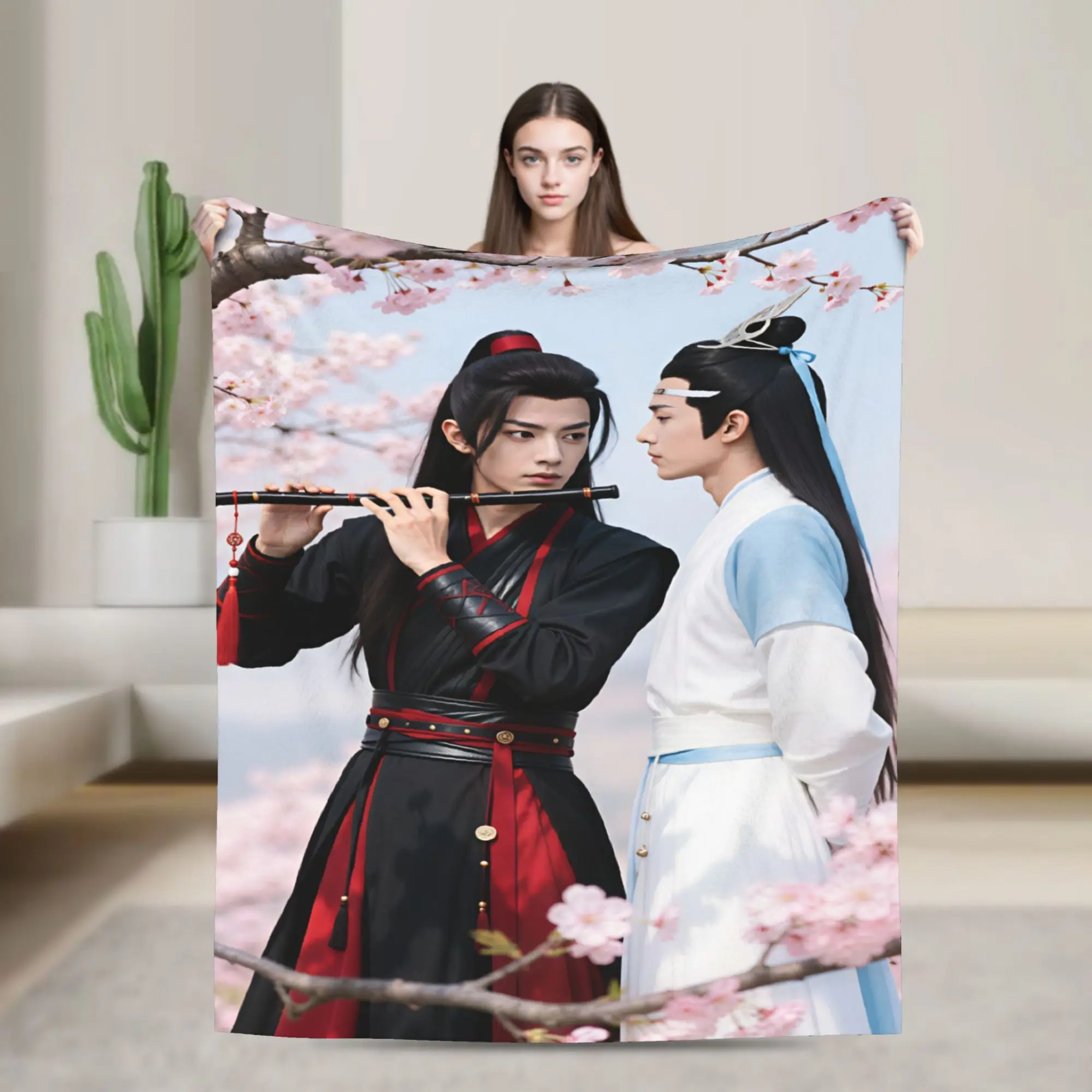 WangXian Bunny Mo Dao Zu Shi The Untamed Blankets Warm Soft Plush Throw Blanket For Chair Camping Flannel Bedspread Bed Cover