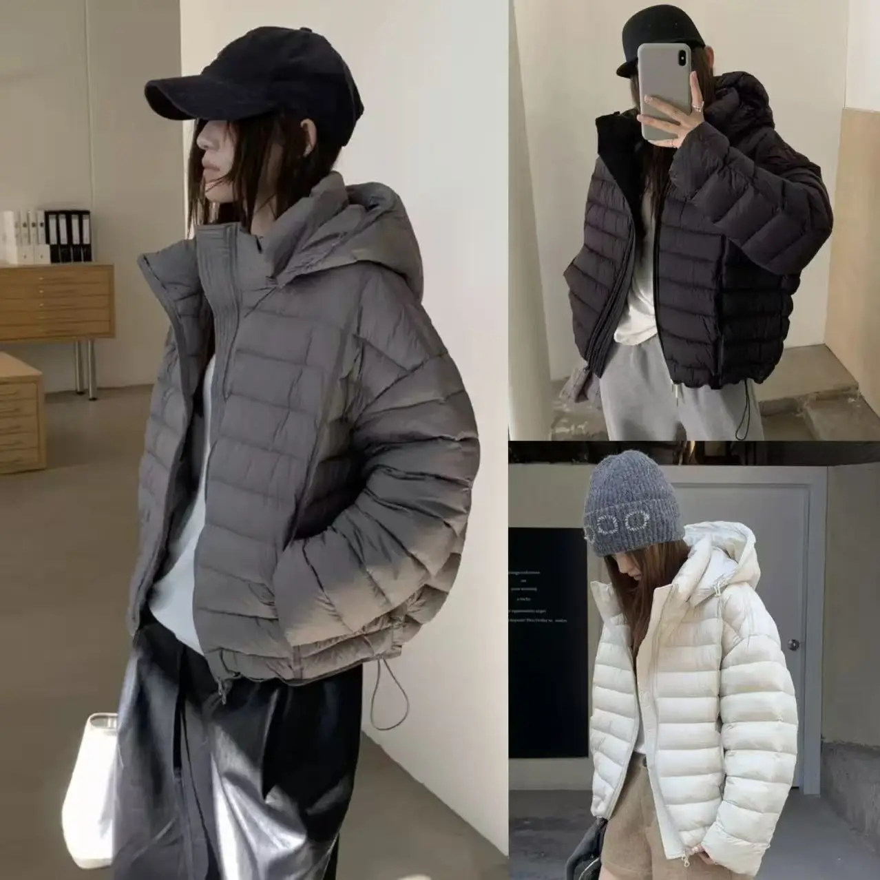 

Легкое стеганое пальто Du down Jaet с капюшоном для похудения, дизайн в рубчик, теплое 90% белое женское зимнее пальто с перьями Du