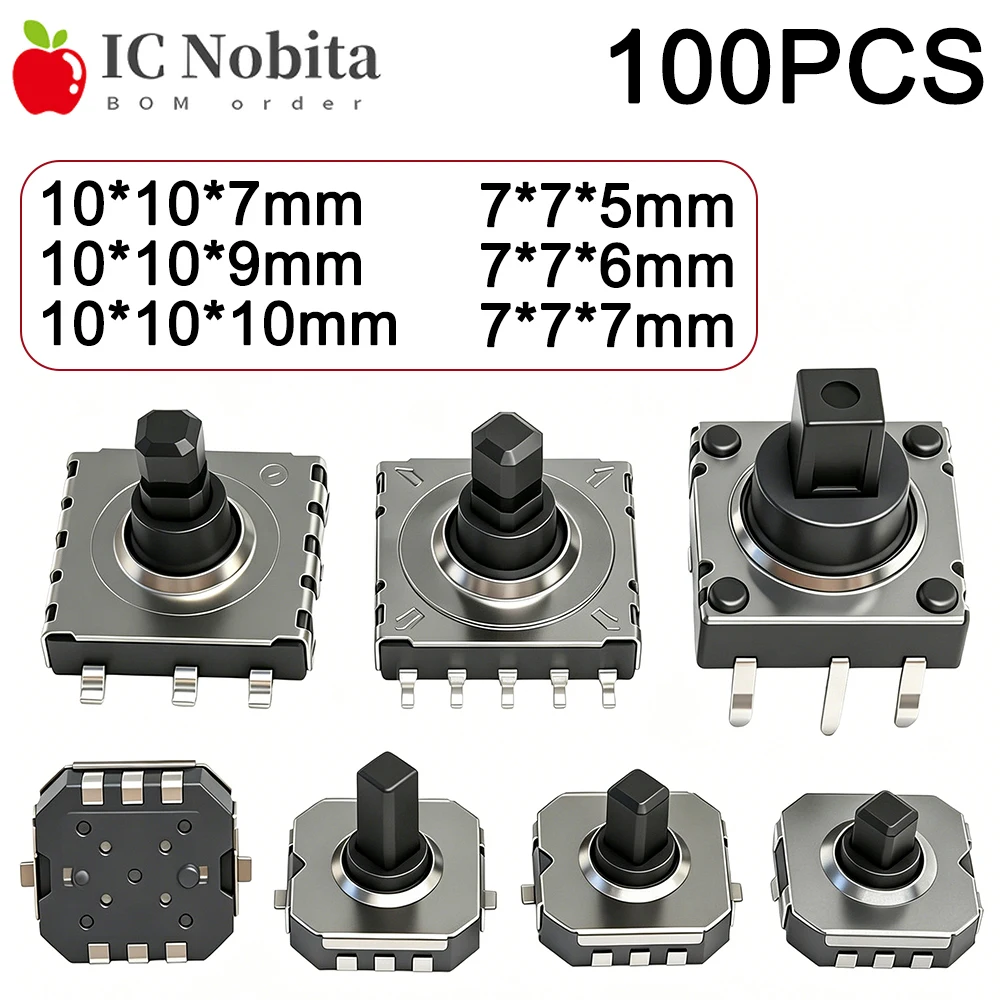 100PCS SMD DIP 5 Five way Switch Multi-direction Switch Touch Reset Key 10*10*10MM 10*10*9MM 7*7*5MM Pin Multi Direction
