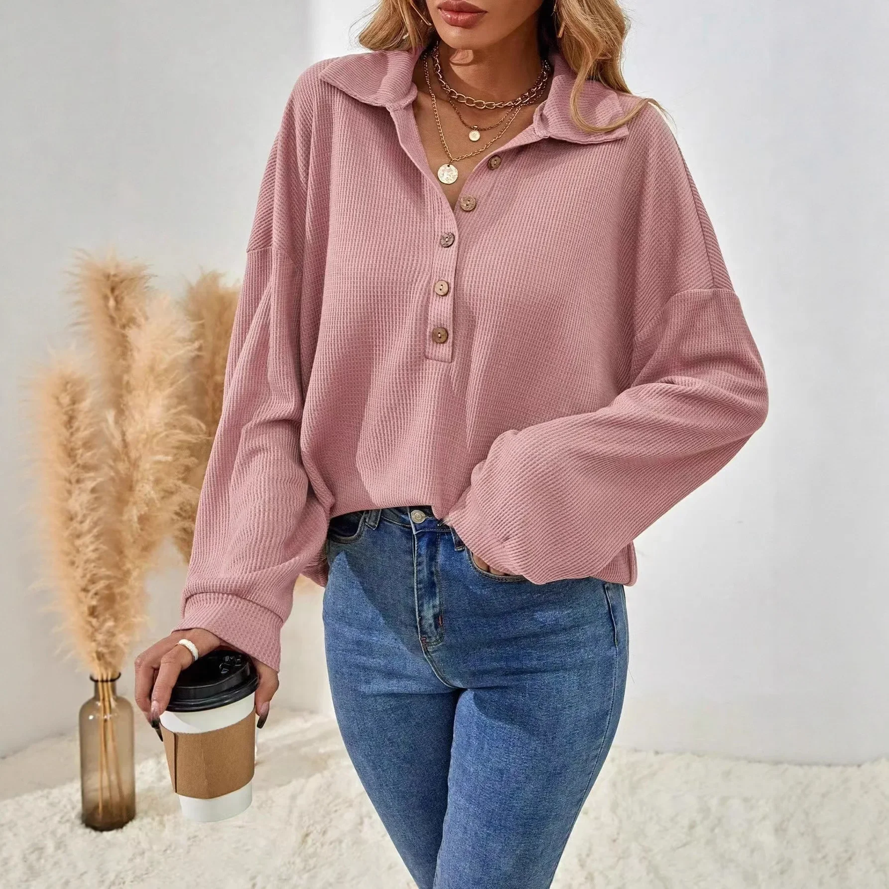 2026 Autumn and Winter New Style Fashionable and Elegant Solid Color Lapel Long-sleeved Women's Casual Shirt