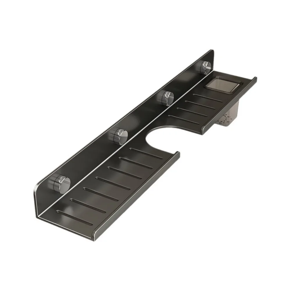 Carbon Steel Suction Cup Bathroom Shelves Wall Mounted Large Capacity Faucet Storage Shelf Rustproof Removable