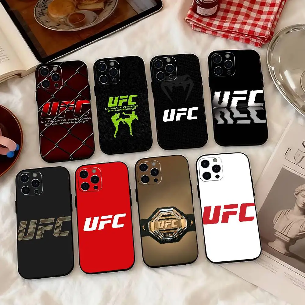 C-Combat For U-UFC Logo Phone Case For iPhone 17,16,15,14,13,12,11 Plus,Pro Max,XS,Soft Silicone Black Cover