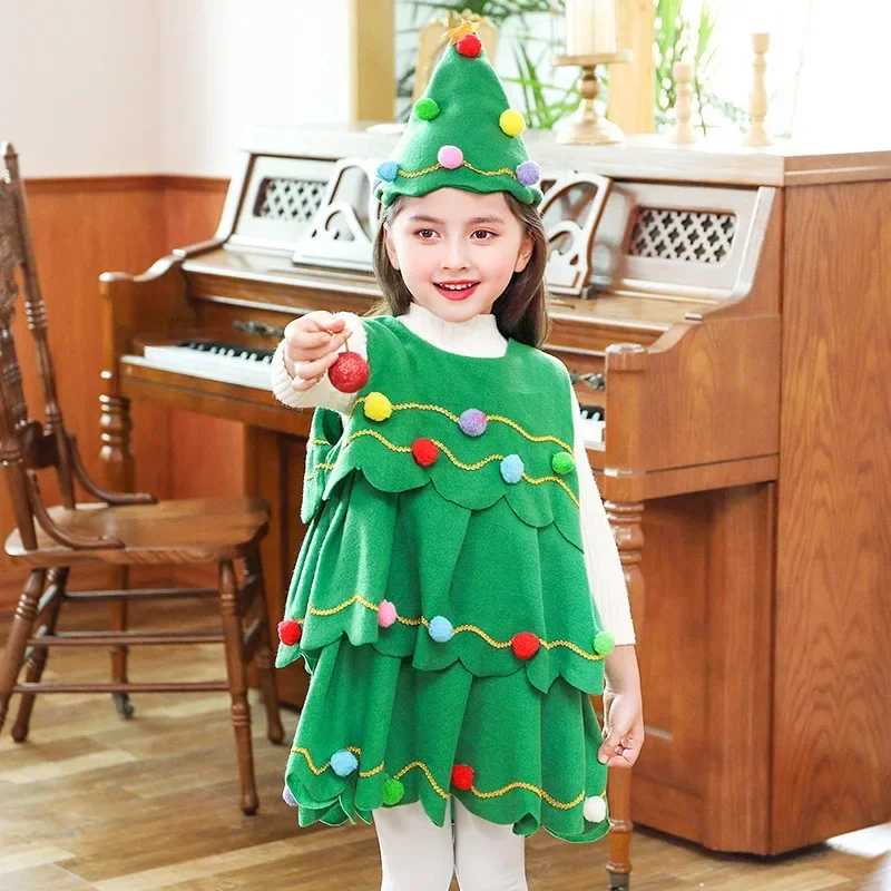 Costume d'Arbre de Noël pour Fille et Adulte, Robe de Jeu pour Parent et Enfant, Nouvelle Collection