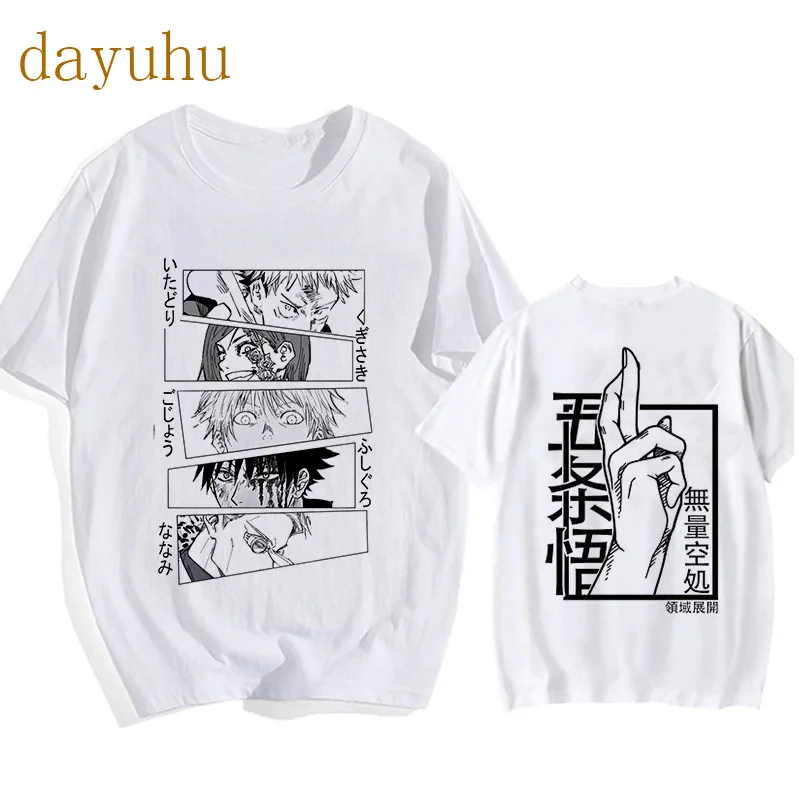 EU Size Japanese Anime Funny T Shirt Jujutsu Kaisen Shirt Gojo Satoru Yuji Itadori T-shirt Gothic Tops Tees Mange Tshirt Y2k