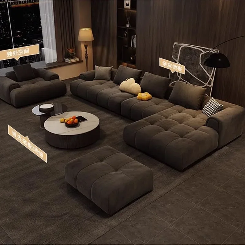 Nordic matte cloth sofa modern light luxury living room straight sofa L shape