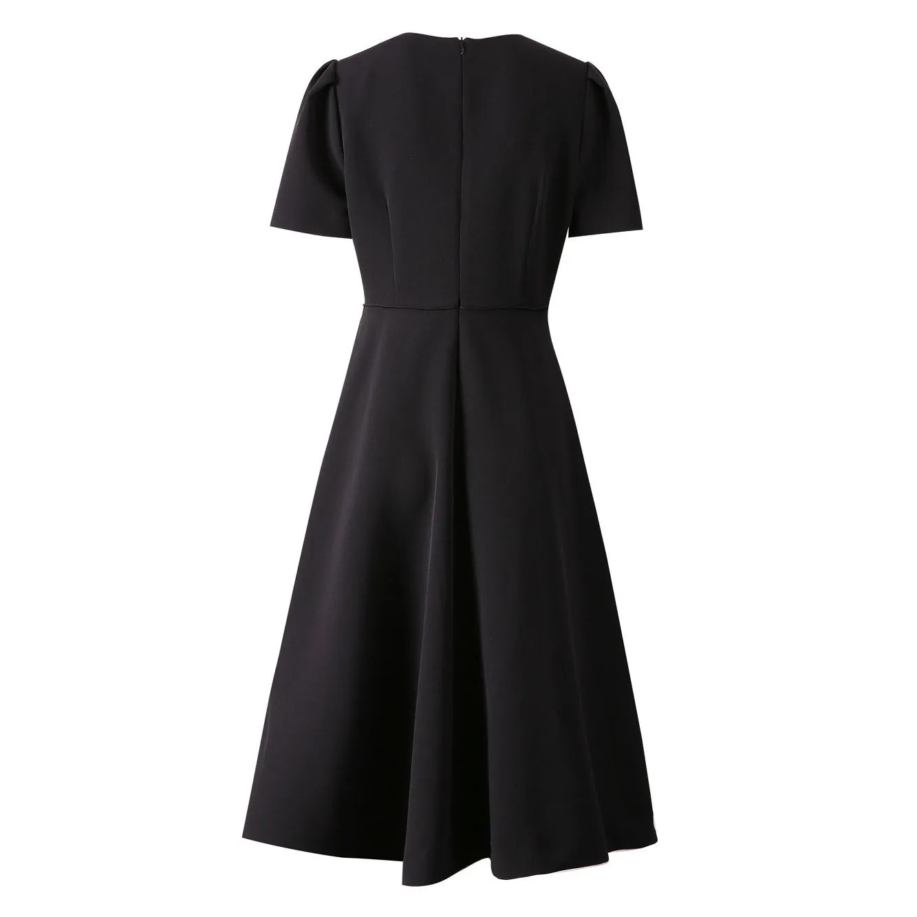 ZJYT Dames Bloemborduurwerk Midi-jurk Zomer Wit Zwart Korte mouw Elegant Vintage Casual Party Runway 2025, nieuwe mode