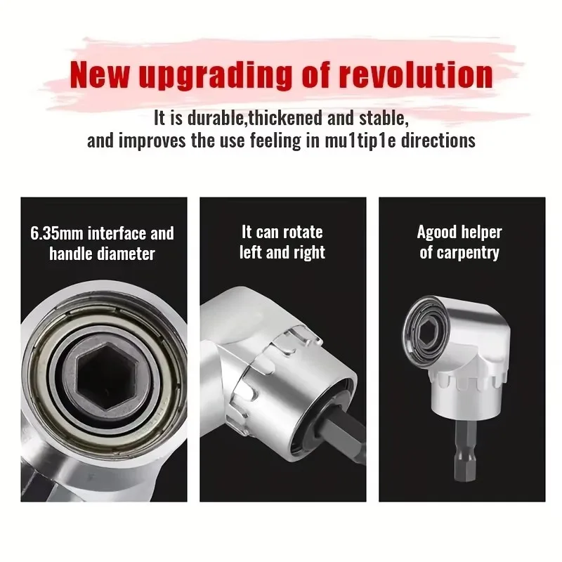 1pc 105 Degree Right Angle Drill Attachment And Flexible AngleExtension Bit Kit For Drill Screwdriver Socket Adapter Tools