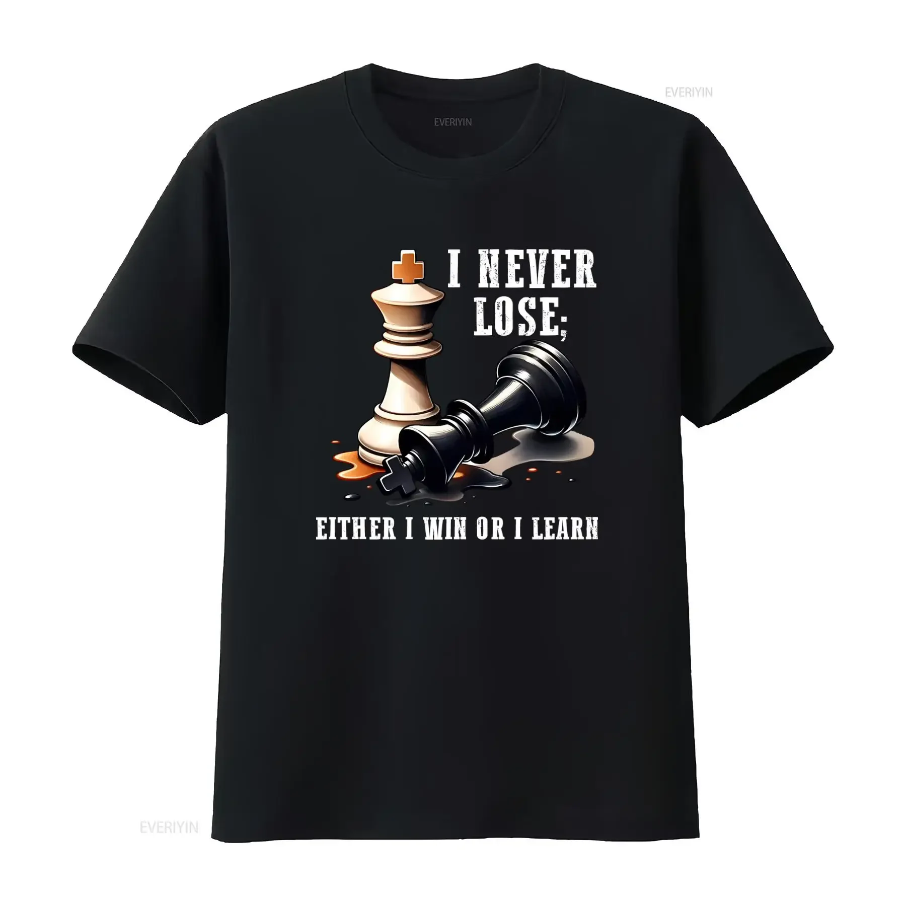 I Never Lose Either Win Or Learn Chess Game T Shirt for Tournament Enthusiast Master vintage Washed Comfortable Stylish