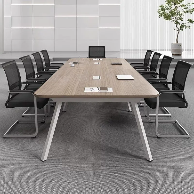 Office simple curved conference long table and chair combination negotiation room reading table rectangular